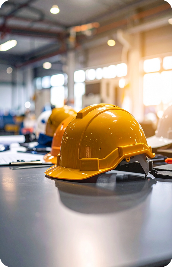 Capacete em ambiente de trabalho